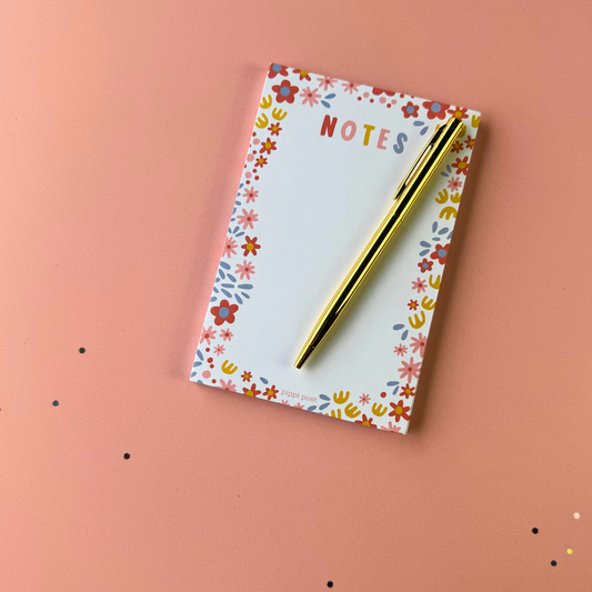 Floral Notepad + Gold Pen