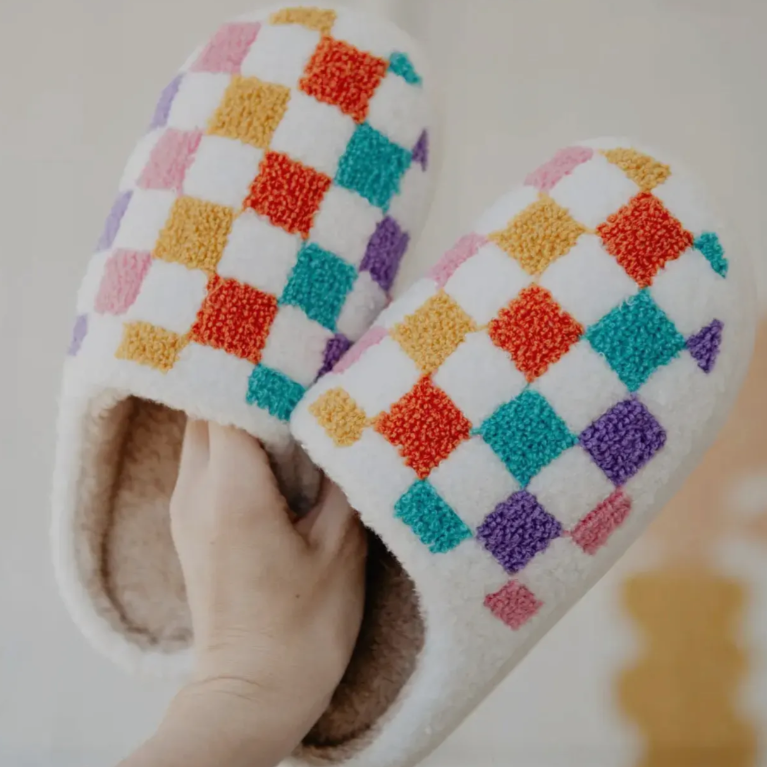 Color Checkered Slippers